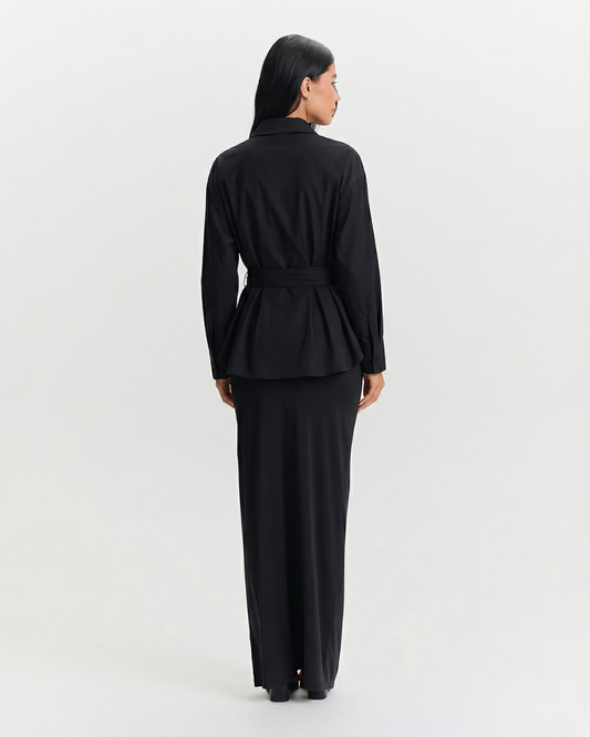 Greta | Smart Casual Longline Shirt Black