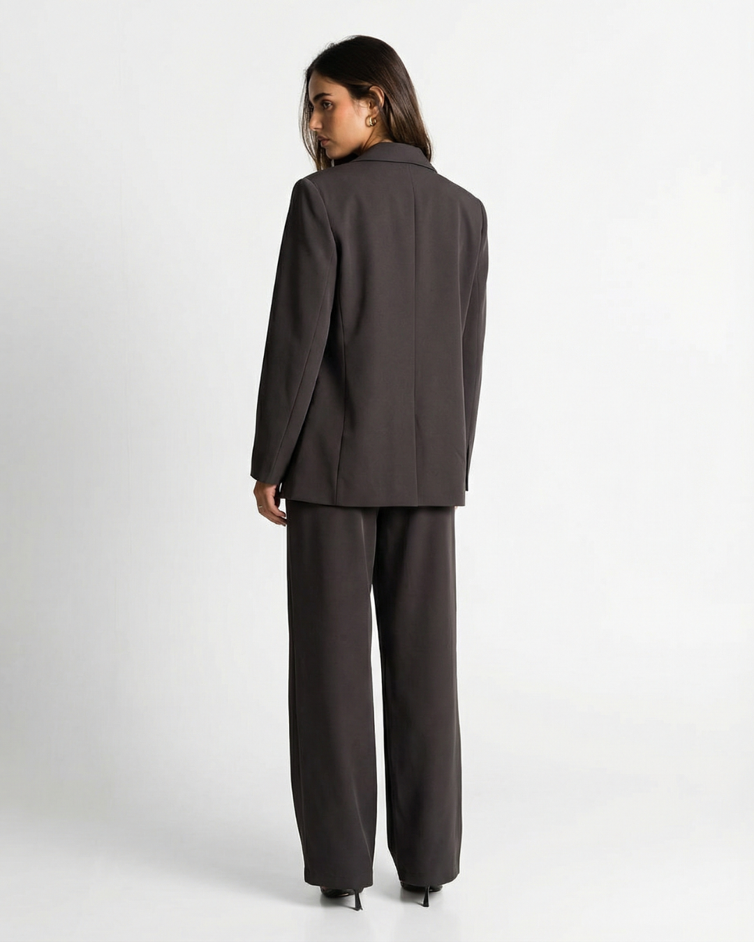 Vera | Smart Casual Oversized Blazer And Pants Set Black Double Breasted