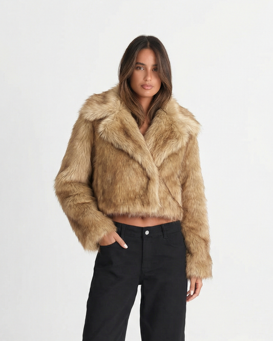 Aria | Autumn Cropped Faux Fur Jacket
