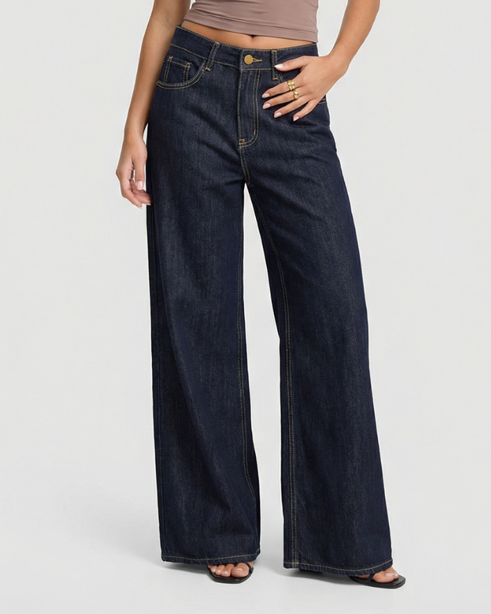 Margot | Wide Leg Jeans Dark Blue High Waisted