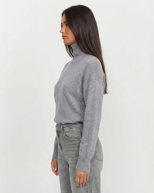 Mira | Turtleneck Sweater Gray Long Sleeve Oversized Relaxed