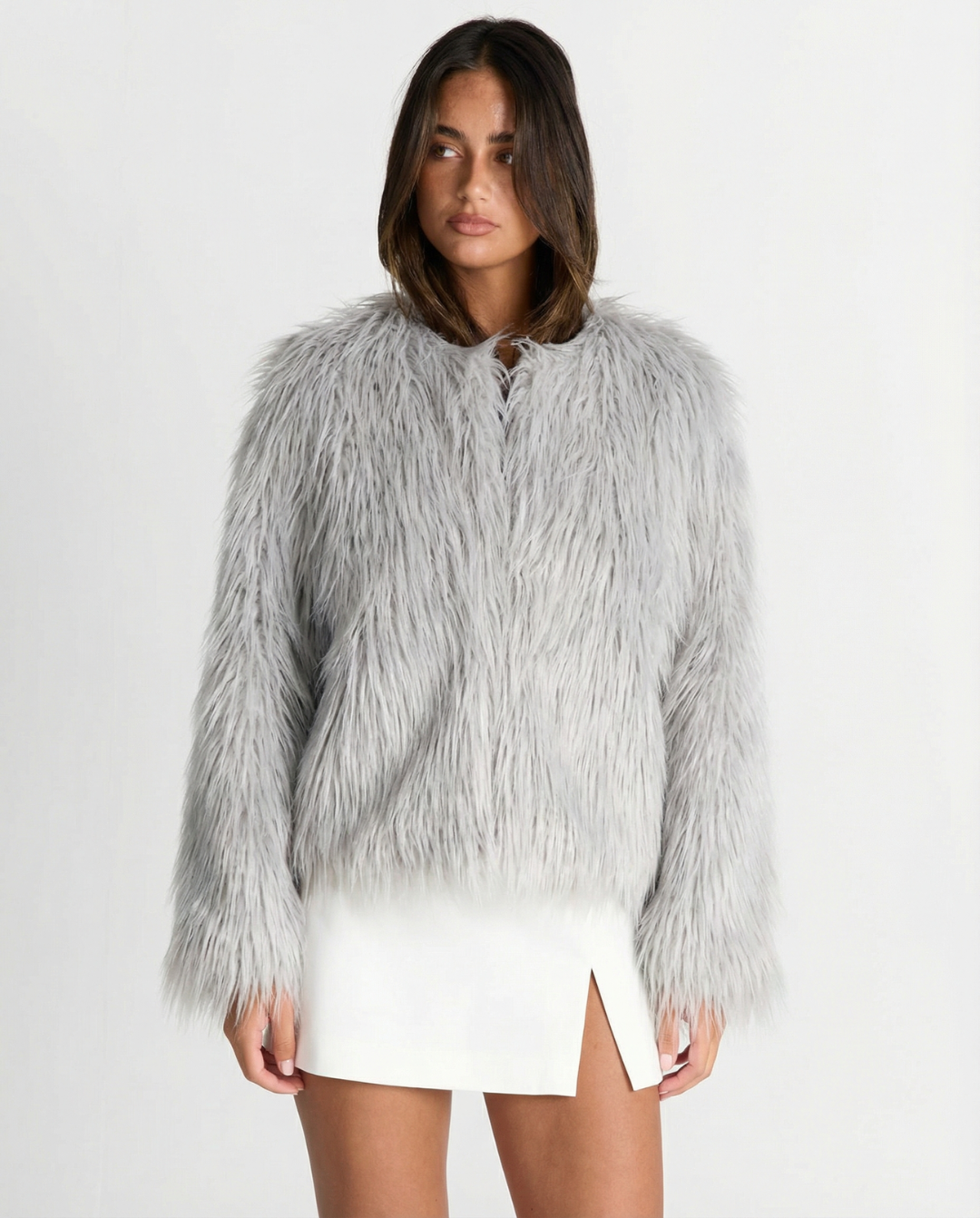Etta | Casual Fluffy Faux Fur Jacket Grey