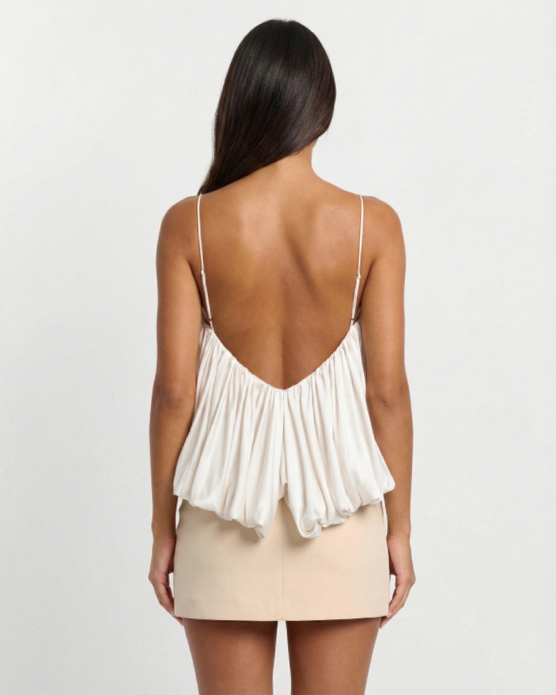 Luisa | Elegant Cami Top White Pleated Flowy Sleeveless