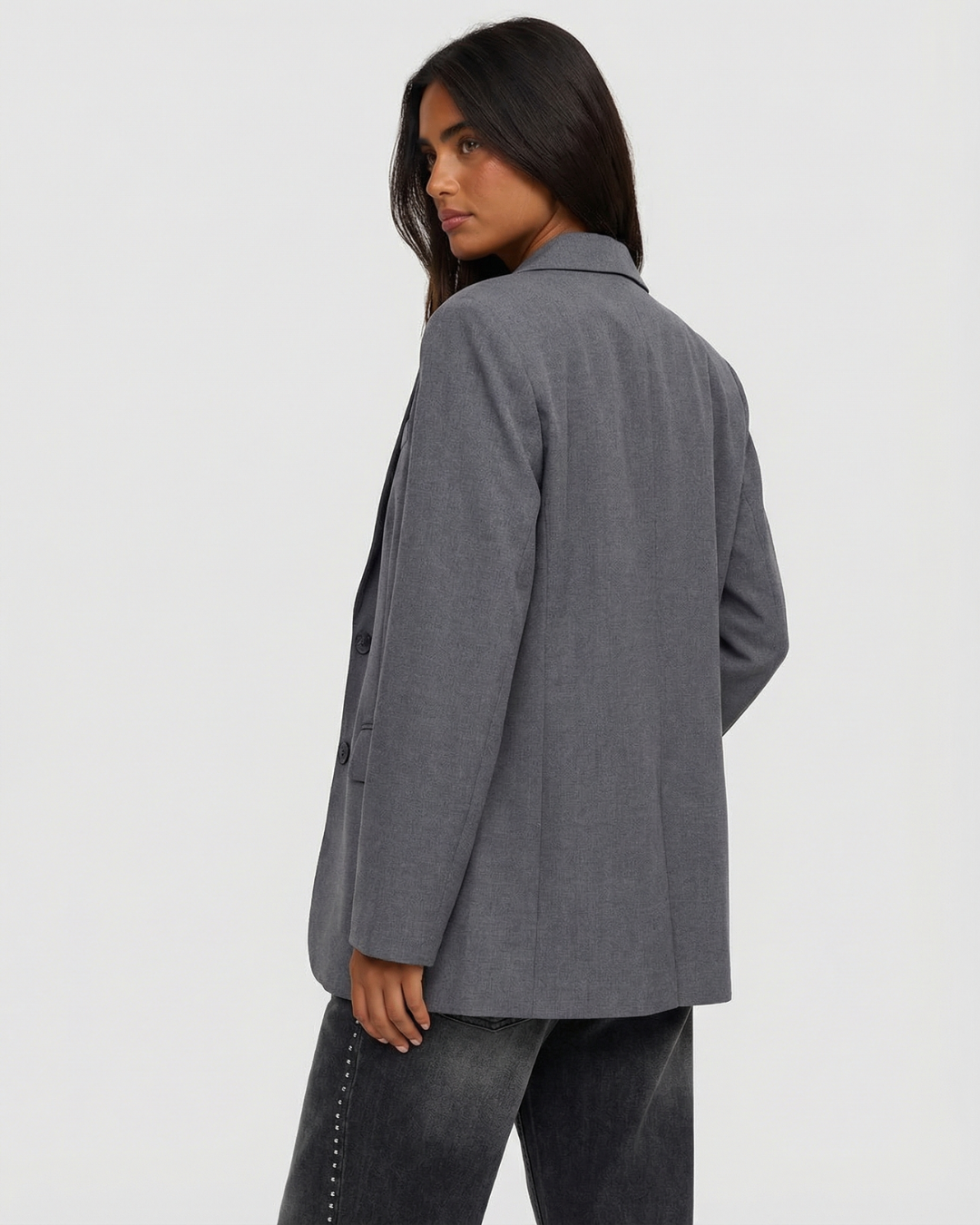 Vera | Smart Casual Double Breasted Blazer Gray Oversized