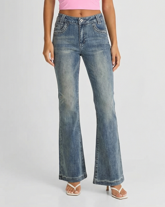 Margot | Y2K Flared Jeans Light Wash High Waisted