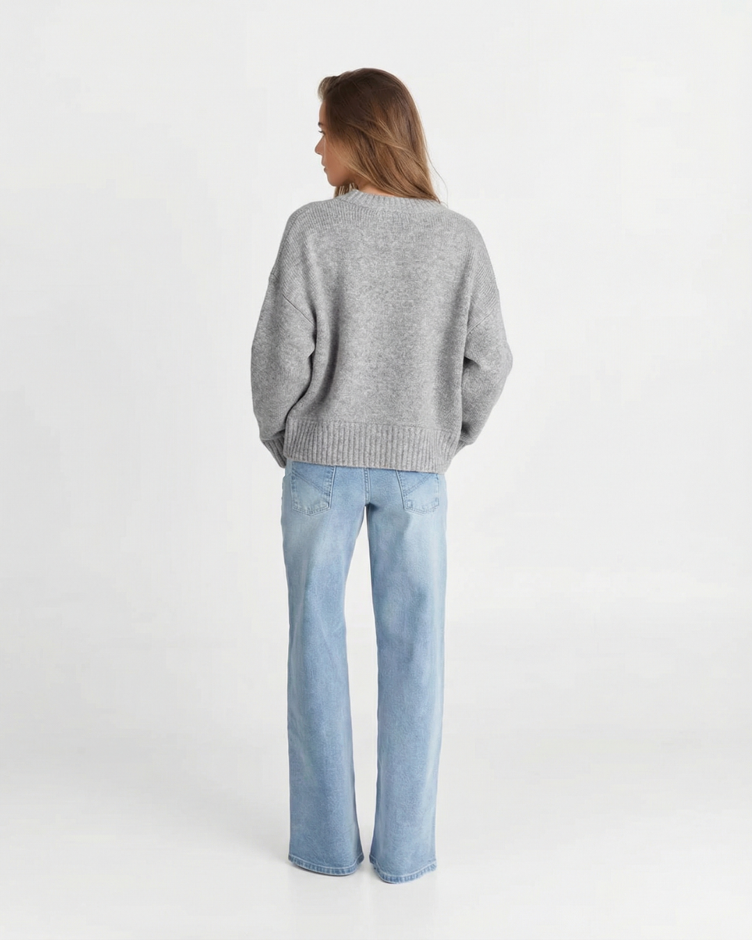 Elise | Casual Knitted Cardigan Grey Long Sleeve Button Front