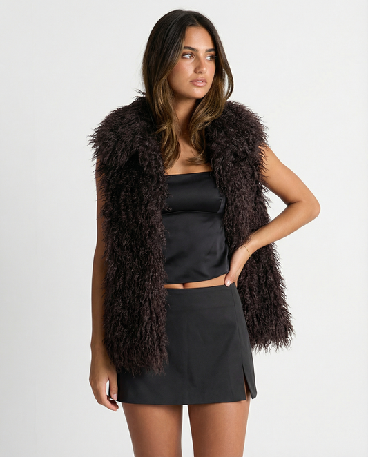Coco | Casual Fluffy Faux Fur Jacket Brown