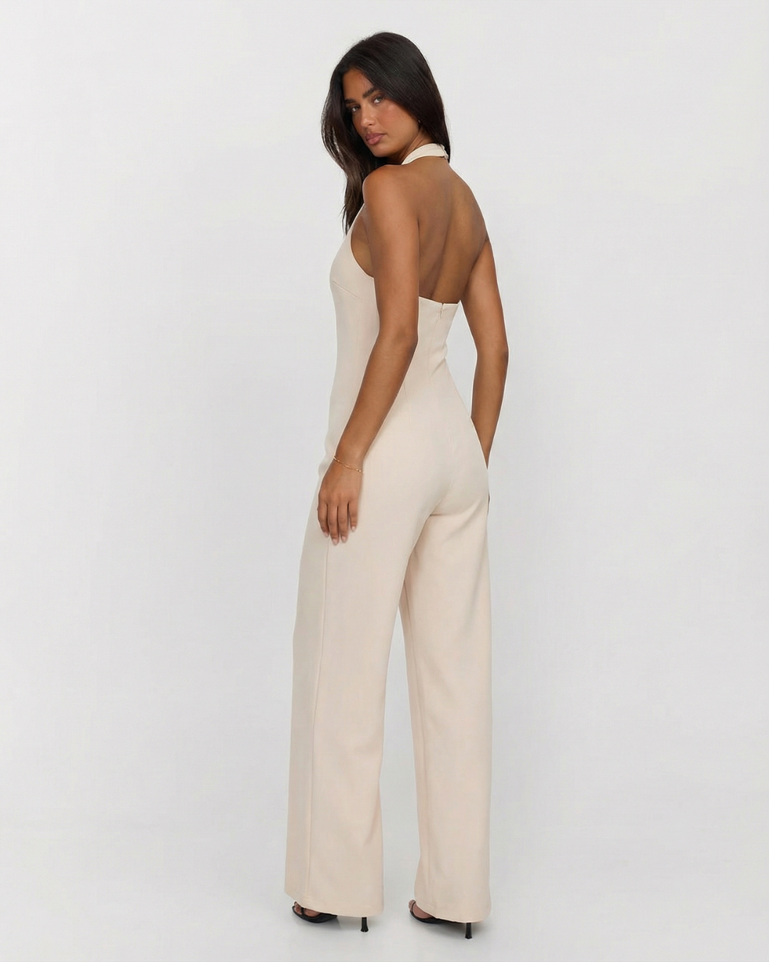 Vera | Halter Jumpsuit Cream Wide Leg