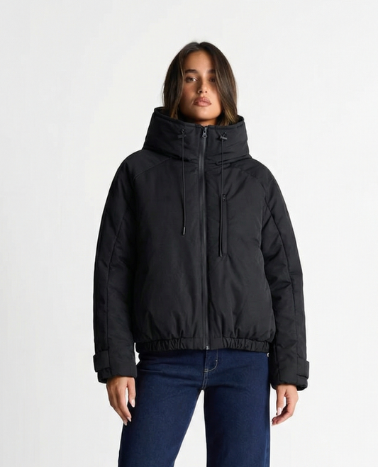 Kit | Winter Puffer Jacket Black Hooded Oversized Quilted