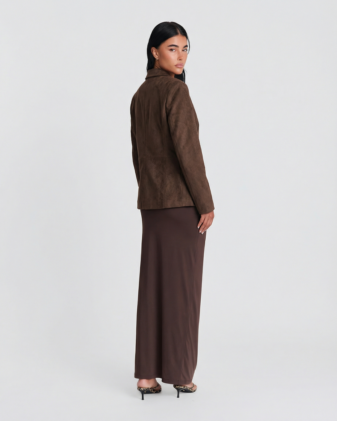 Mia | Smart Casual Brown Blazer Suede