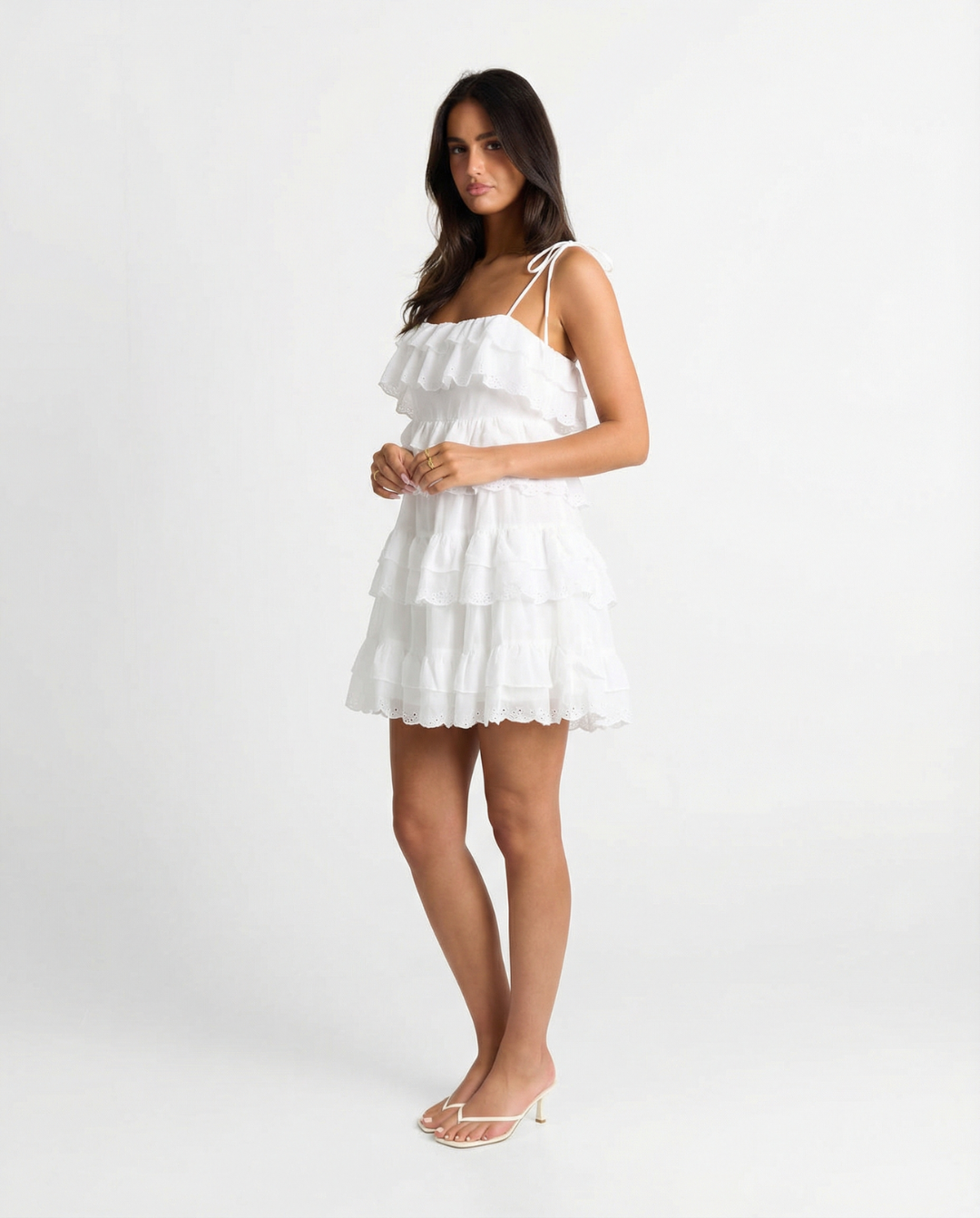 Edie | Summer Tiered Mini Dress White