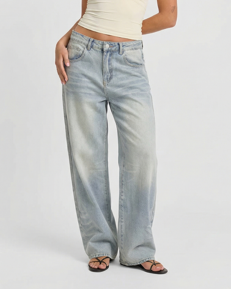 Thea | Vintage Wide Leg Jeans Light Wash High Waisted