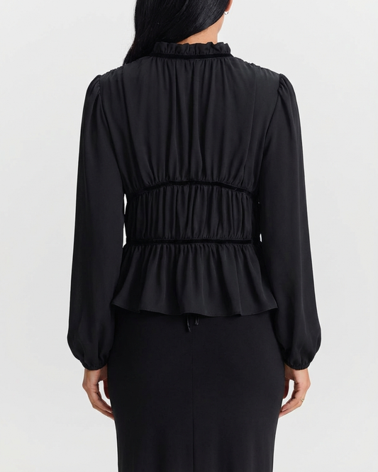 Esme | Elegant Tie Front Blouse Black
