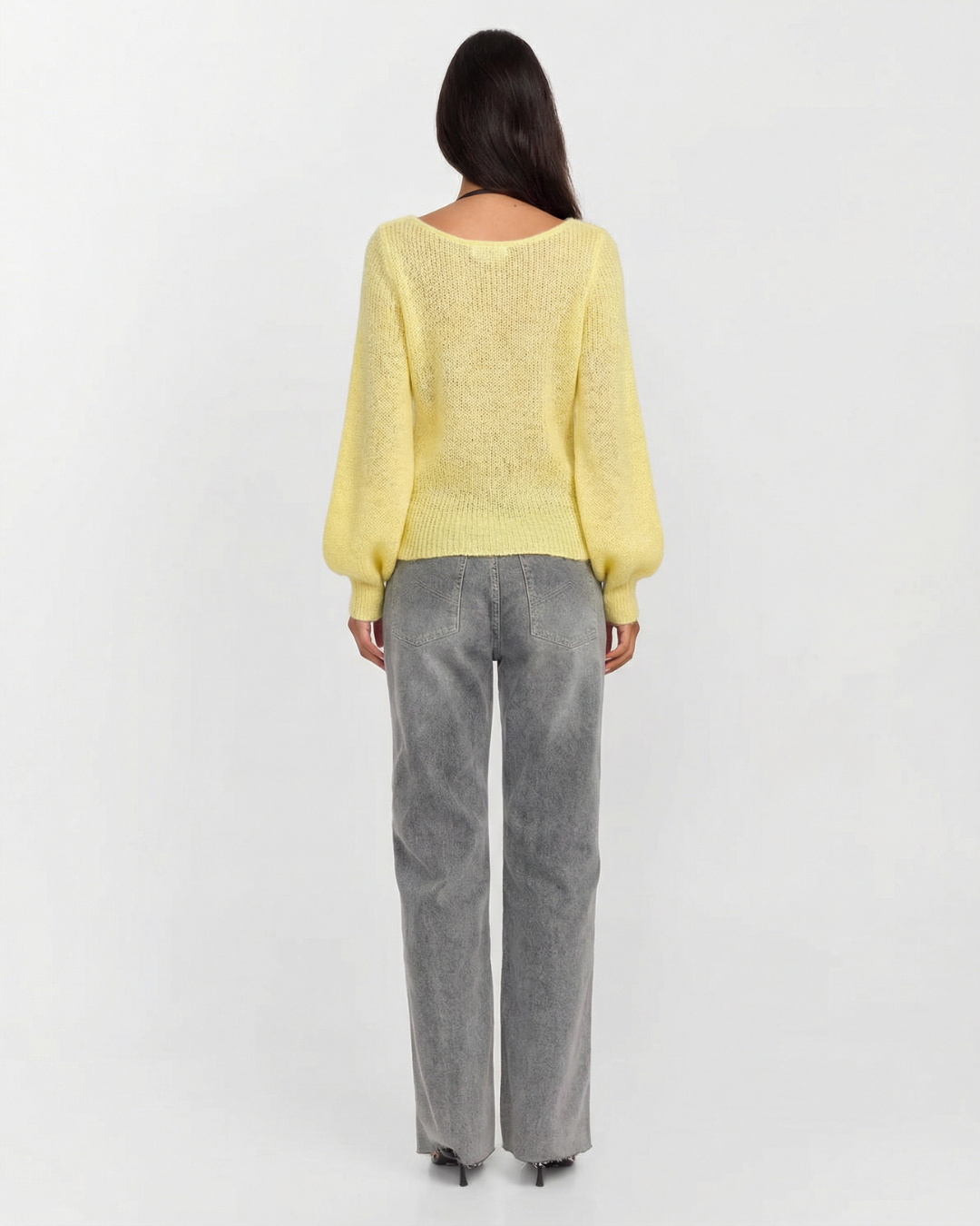 Thea | Coquette Button Front Knit Sweater Yellow Floral Applique V Neck
