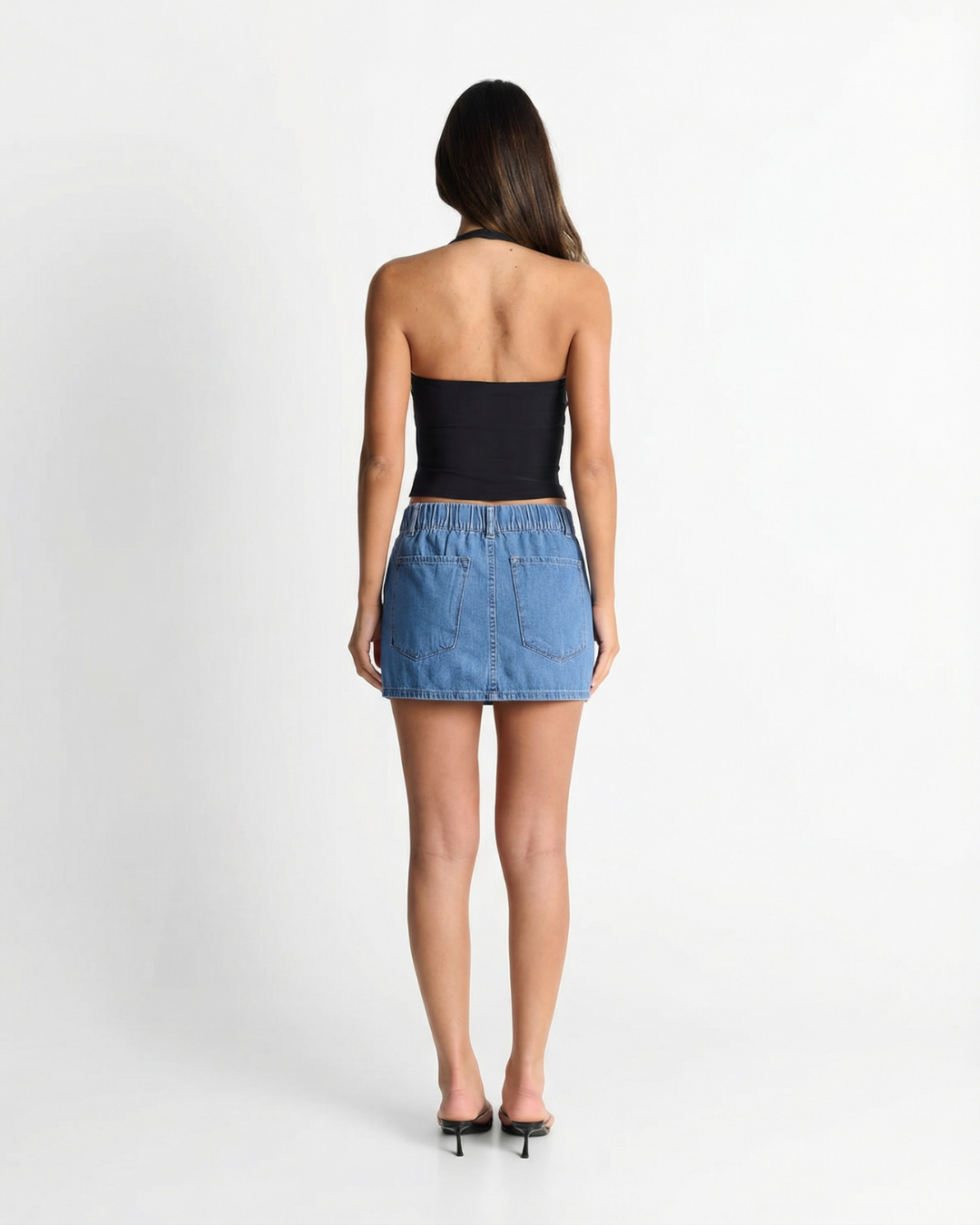 Rosa | Denim Mini Skirt Light Blue Drawstring