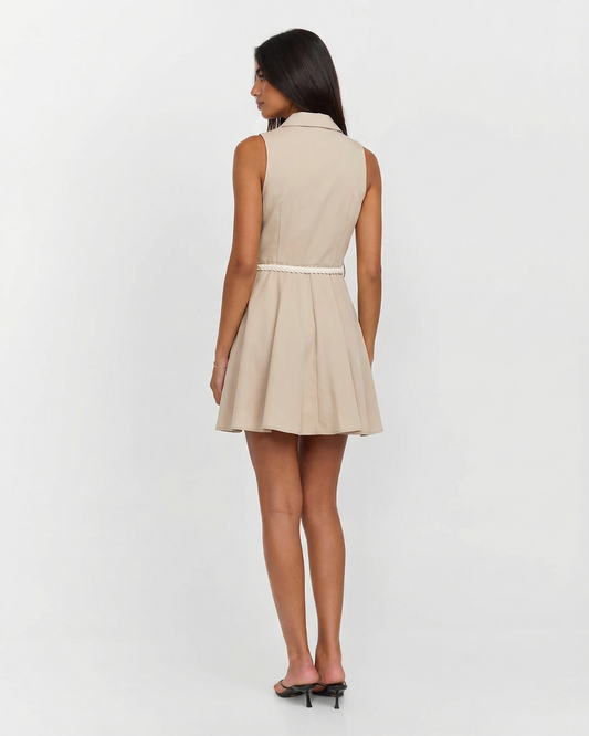 Nina | Sleeveless Shirt Dress Beige