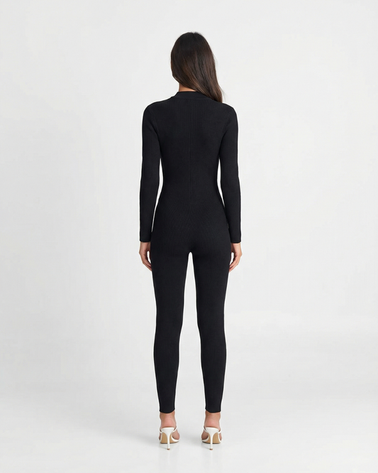 Romy | Casual Knitted Jumpsuit Black Long Sleeve