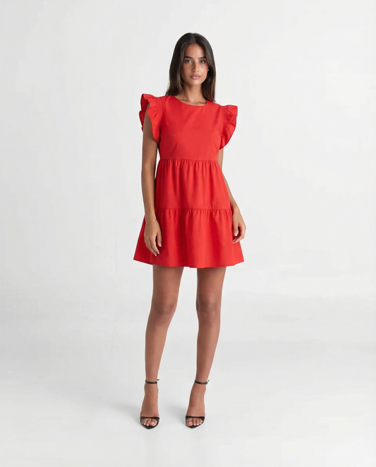 Bibi | Summer Tiered Mini Dress Red