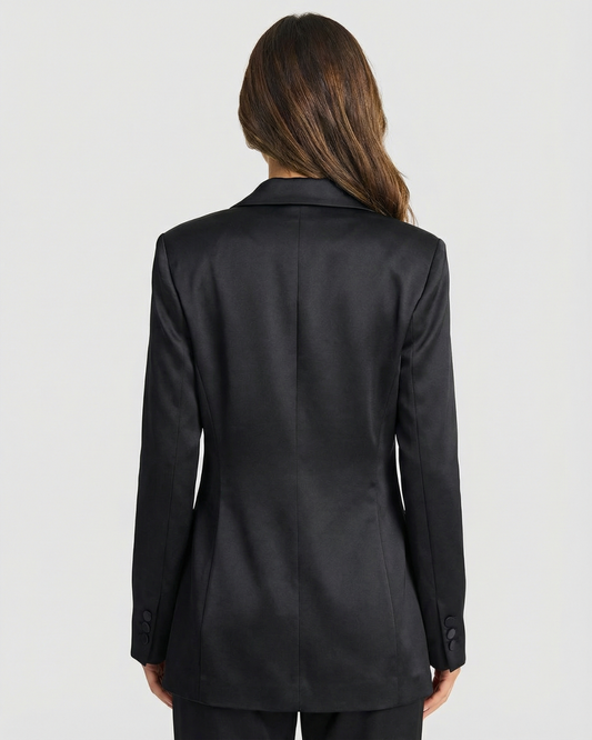 Thea | Oversized Black Blazer Long Sleeve Tailored
