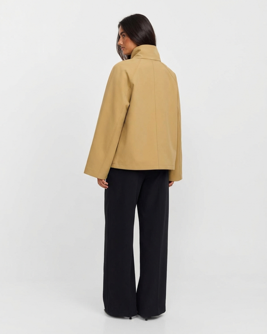 Thea | Oversized Blazer Camel Wool Blend Collared