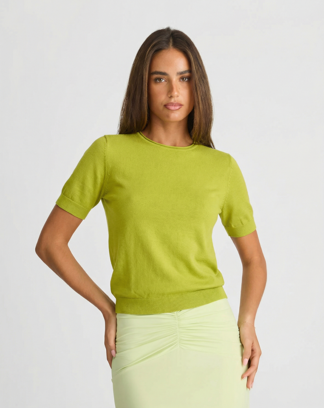 Lyra | Crew Neck Short Sleeve T Shirt Lime Green