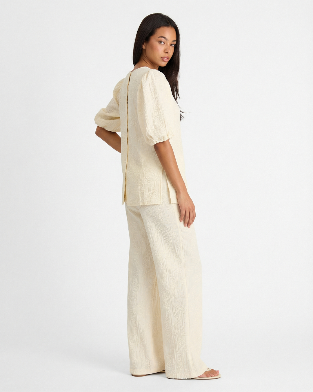 Willow | Cream Jacquard Puff Sleeve Co-ord