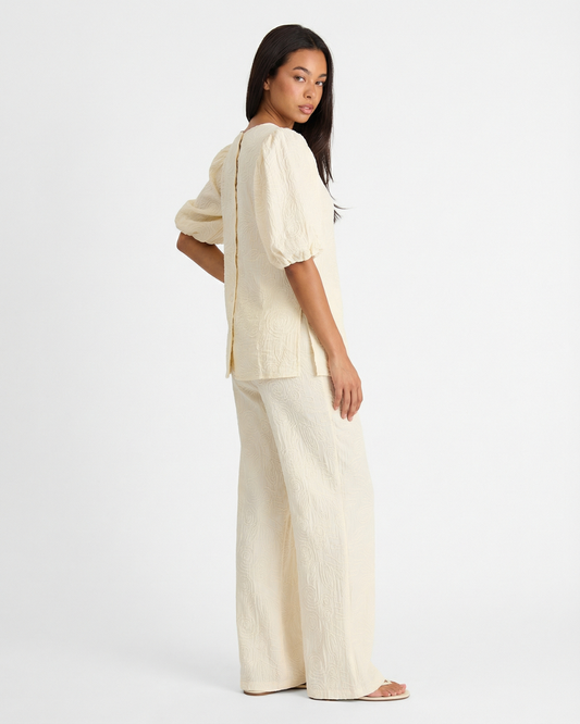 Willow | Cream Jacquard Puff Sleeve Co-ord