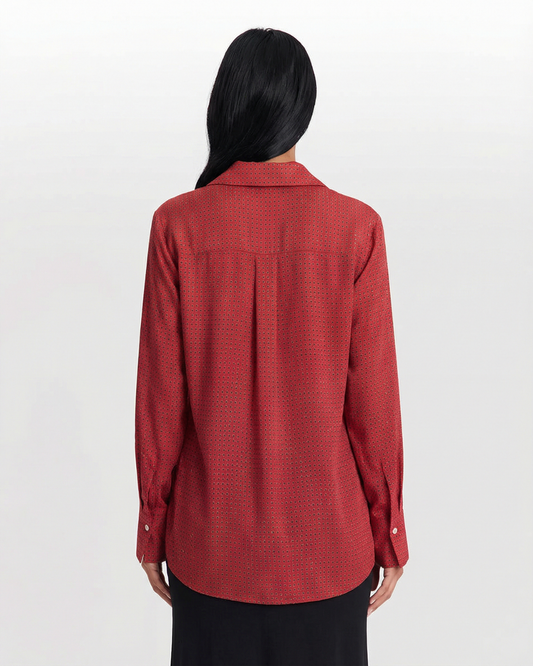 Bea | Smart Casual Tie Neck Blouse Red
