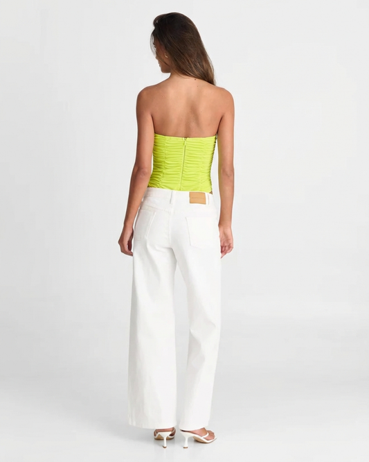 Zoe | Ruched Tube Top Yellow Bodysuit Strapless