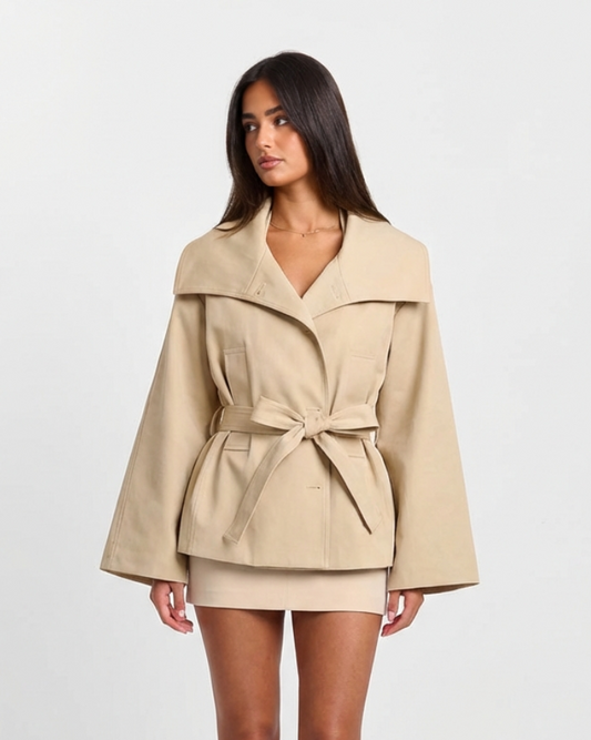 Margot | Belted Trench Coat Cream Long Sleeve