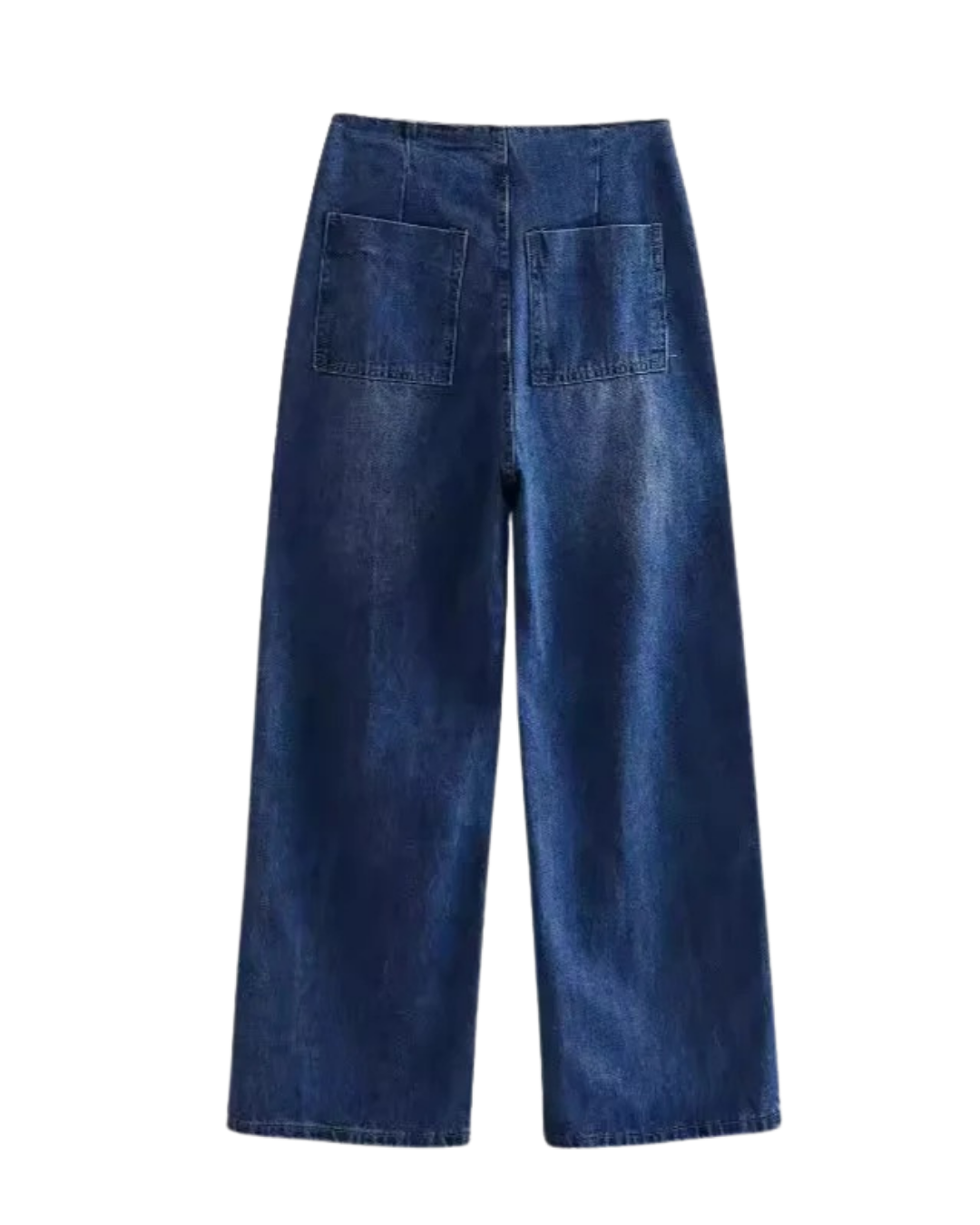 Iris | High Waisted Wide Leg Jeans Blue Button Front