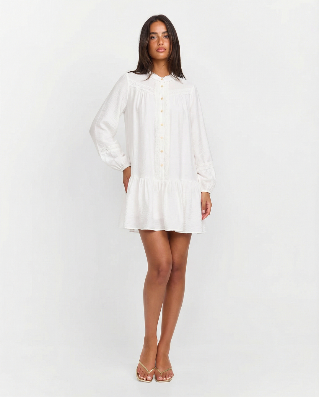Effie | Casual Long Sleeve Mini Dress White