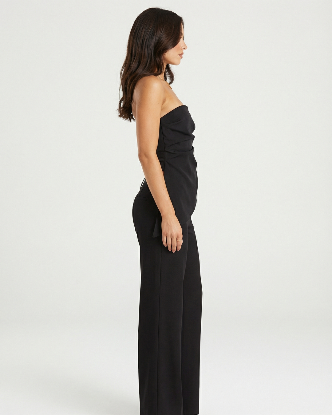Cora | Strapless Asymmetric Top Black Ruched