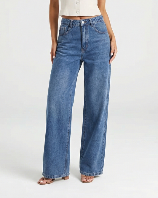 Margot | High Waisted Wide Leg Jeans Light Blue Straight Leg
