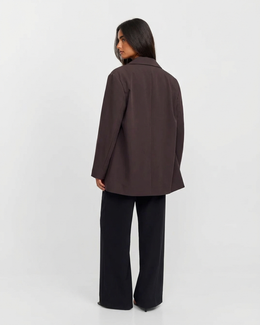 Vera | Oversized Double Breasted Blazer Brown Long Sleeve