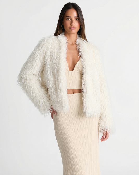 Vera | Faux Fur Coat Cream Fluffy Oversized