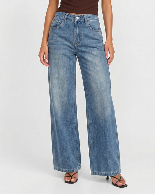 Vera | High Waisted Wide Leg Jeans Light Blue Vintage Wash