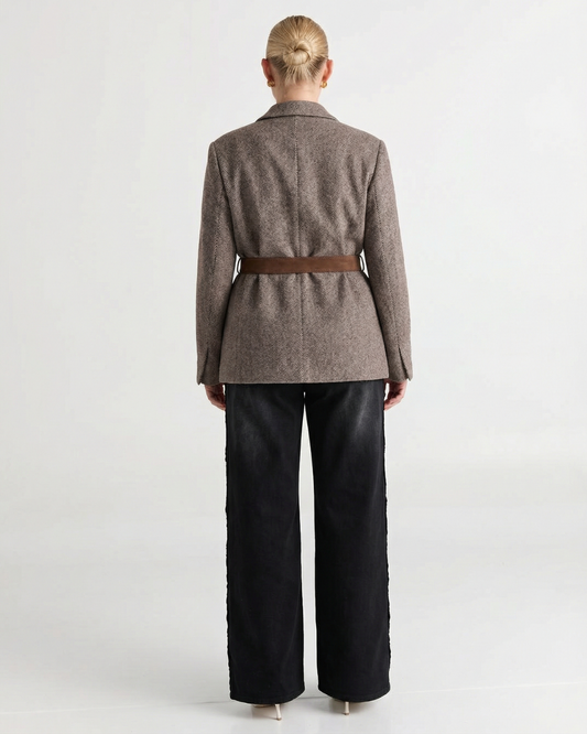 Thea | Belted Wool Blazer Gray