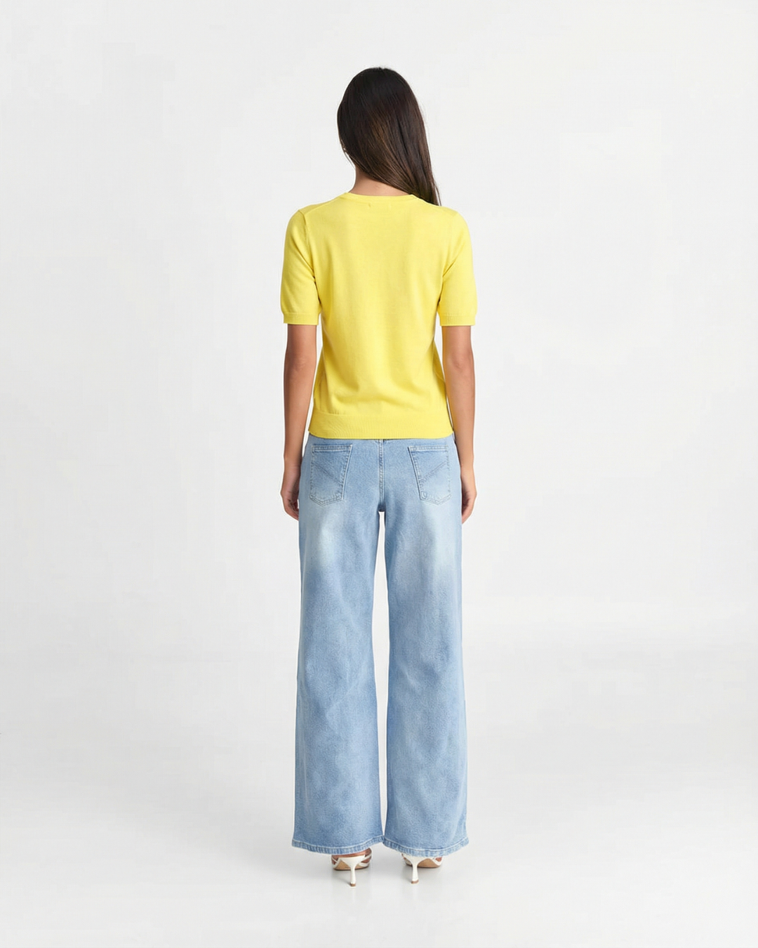 Stella | Knitted Top Yellow Short Sleeve Crew Neck