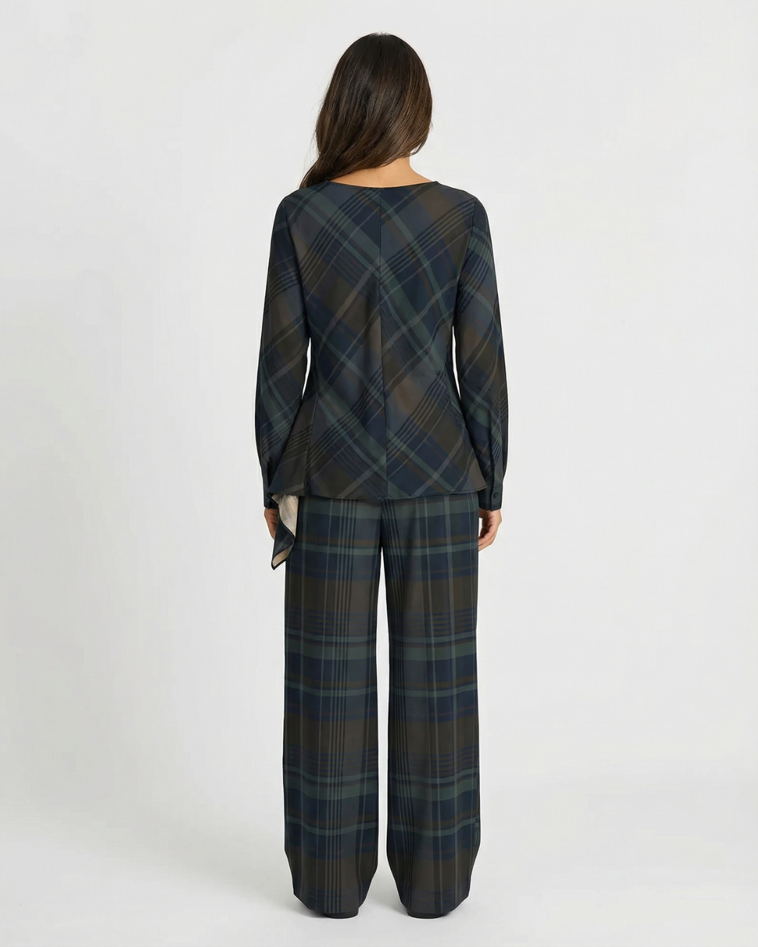 Isla | Green Check Draped Wrap Co-ord