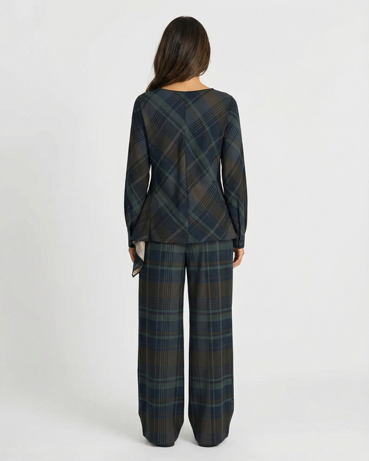 Isla | Green Check Draped Wrap Co-ord