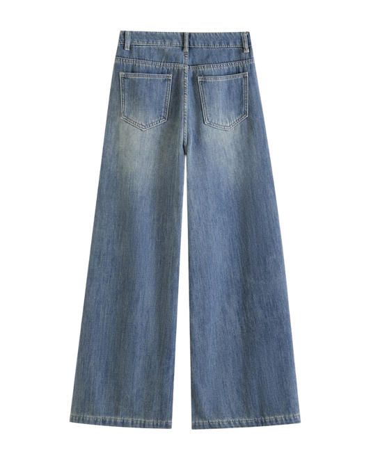 Vera | High Waisted Wide Leg Jeans Light Blue Vintage Wash