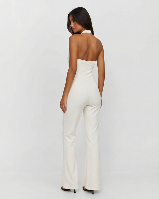 Paloma | Elegant Halter Jumpsuit White Wide Leg