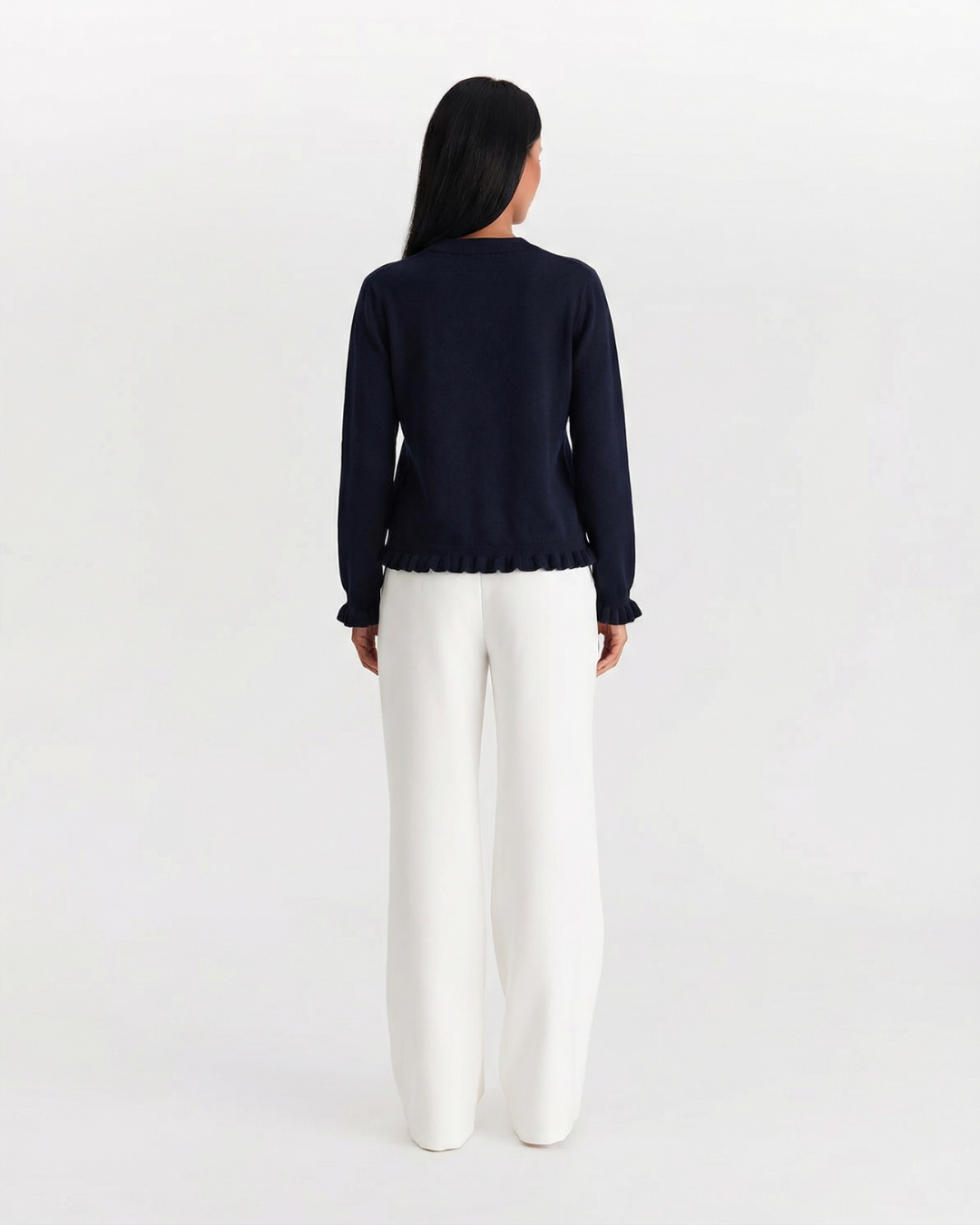 Lola | Smart Casual Button Front Cardigan Navy Long Sleeve Cropped