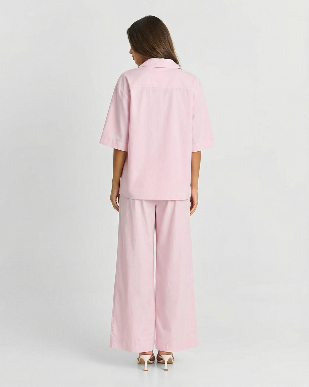Rosie | Pink Cotton Wide Leg Co-ord Set