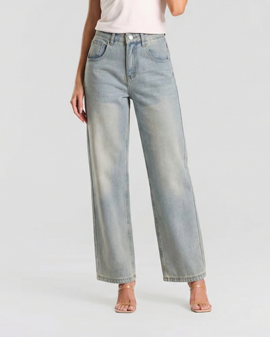 Vera | Wide Leg Light Wash Jeans High Waisted Vintage Faded
