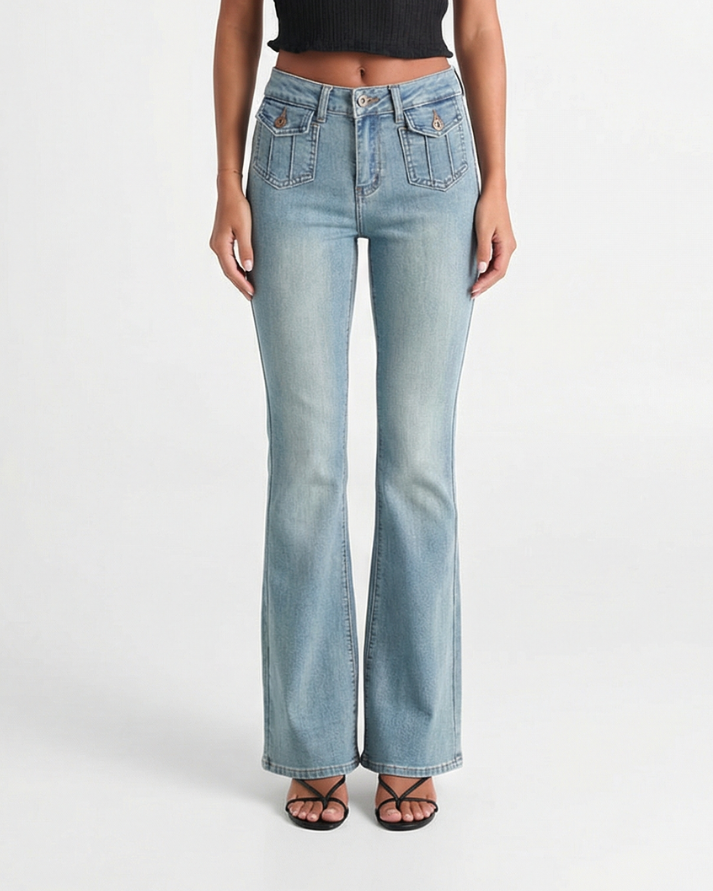 Ines | Vintage Flared Jeans Light Blue High Waisted Faded