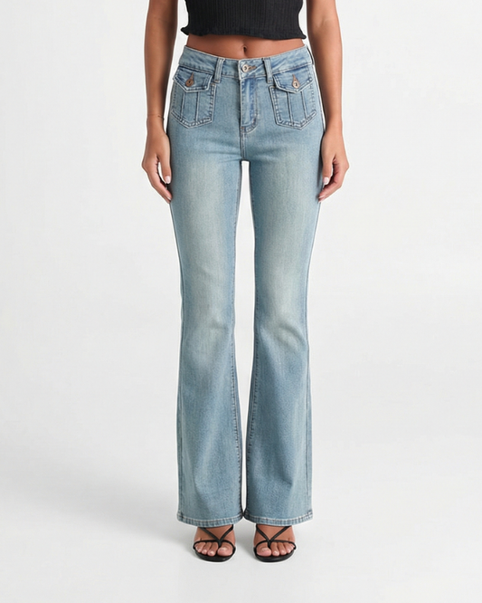 Margot | High Waisted Flared Jeans Light Blue Faded