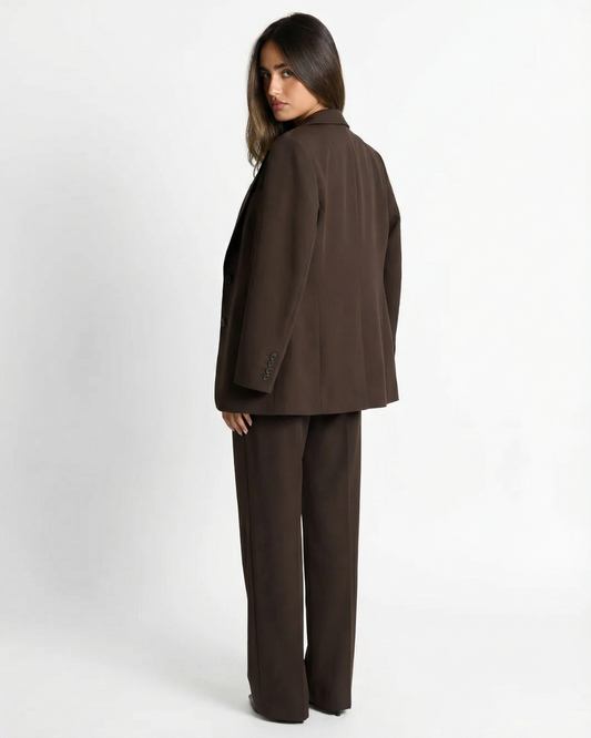 Margot | Chocolate Brown Double Breasted Blazer