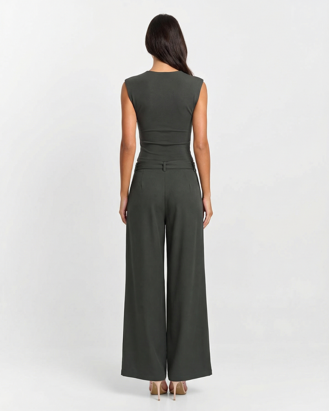 Olivia | Green Waistcoat Wide Leg Co-ord